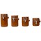 Home Basics 4 Piece Ceramic Canisters Clamp Top Lid and Wooden Spoons, Brown